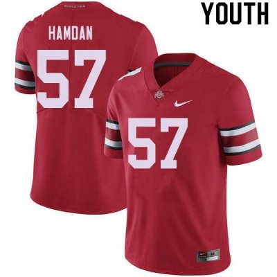 Youth Ohio State Buckeyes #57 Zaid Hamdan Red Nike NCAA College Football Jersey Winter QZS0644CQ